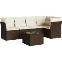 vidaXL Ensemble de salon de jardin 6 pièces avec coussins Marron Poly Rattan