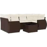 vidaXL Ensemble de salon de jardin 7 pièces avec coussins Marron Poly rotin
