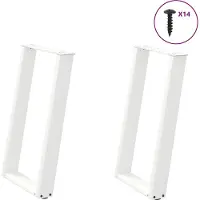 vidaXL Pieds de table de salle à manger en U 2 pcs. Blanc 50x(72-73) cm Acier