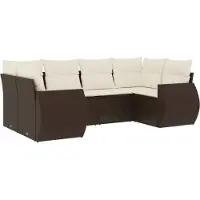 vidaXL Ensemble de salon de jardin 6 pièces avec coussins Marron Poly Rattan