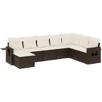 vidaXL Ensemble de salon de jardin 9 pièces avec coussins Marron Poly Rattan