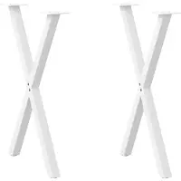 vidaXL Pieds de table de salle à manger en X 2 pcs. Blanc 50x(72-73) cm Acier