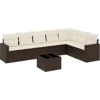 vidaXL Ensemble de jardin canapé 8 pièces avec coussins Marron Poly rotin