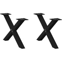 vidaXL Pieds de table basse en X 2 pcs. noir 60x(30-31) cm acier
