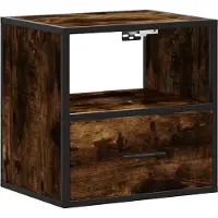 vidaXL Table de chevet murale Chêne fumé 40x31x39,5 cm