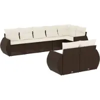 vidaXL Ensemble de jardin canapé 8 pièces avec coussins Marron Poly rotin
