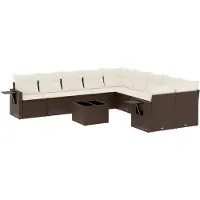 vidaXL Ensemble de salon de jardin 11 pièces avec coussins Marron Poly rotin