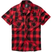Brandit Chemise manches courtes de - Chemise À Carreaux Manches Courtes - S - 7XL - pour Homme - noir/rouge - Taille 3XL