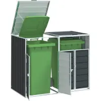 vidaXL Box pour poubelles pour 2 tonnes anthracite 144x81x113 cm acier