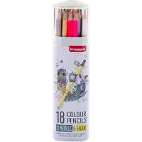 Bruynzeel Crayons de couleur étain métallique & néon, 18 couleurs