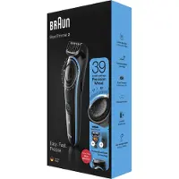 Braun Tondeuse à barbe BT3240 Autonomie (max) 80 min, Nombre de pas de la longueur 39, Précision du pas 0,5 mm, NiMH, Noir/Bleu, Sans fil et avec câble