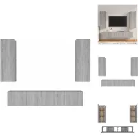 vidaXL Ensemble de 4 meubles TV Gris Sonoma Bois composite - Meubles TV