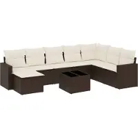vidaXL Ensemble de salon de jardin 9 pièces avec coussins Marron Poly Rattan