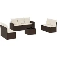 vidaXL Ensemble de jardin canapé 8 pièces avec coussins Marron Poly rotin