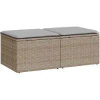 vidaXL Ensemble de salon de jardin 2 pièces avec coussins Beige Poly rotin Acacia