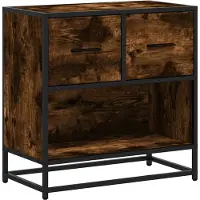 vidaXL Table de chevet chêne fumé 60x31x60 cm bois ingénierie et métal