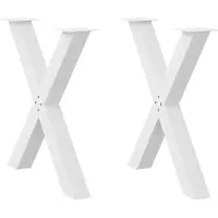 vidaXL Pieds de table de salle à manger en X 2 pcs. Blanc 80x(72-73) cm Acier