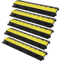 Vevor Rampe Protection Câble à 2 Canaux 5PCS Passage de Câble au Sol TPU 91,8x25x4,3 cm Passe Câble Ralentisseur Charge 10000 kg avec Couvercle Supérieur Rabattable pour Routes