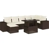 vidaXL Ensemble de jardin canapé 8 pièces avec coussins Marron Poly rotin