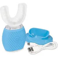 VITALMAXX Brosse à dents sonique 360° avec lumière bleue LED et vibrations - blanche/turquoise. Brosse à dents électrique, pour un nettoyage des dents et un massage des gencives