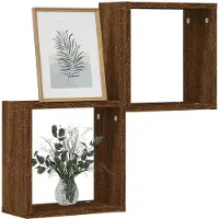 vidaXL Étagères murales sous forme cube 2 pcs chêne marron 30x15x30cm