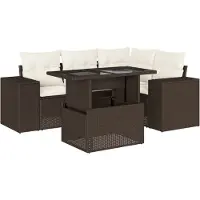 vidaXL Salon de jardin avec coussins 5 pcs marron résine tressée