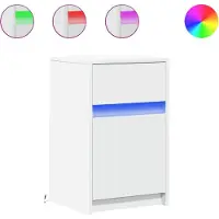 vidaXL Armoire de chevet avec lumières LED blanc bois d'ingénierie