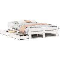 vidaXL Lit en bois massif sans matelas Blanc 140x190 cm pin