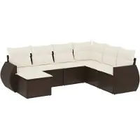 vidaXL Ensemble de salon de jardin 7 pièces avec coussins Marron Poly rotin
