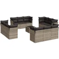 vidaXL Ensemble de 13 canapés de jardin avec coussins gris clair Poly rotin
