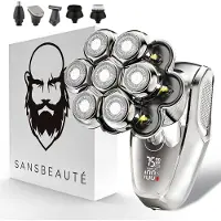 Sansbeauté Rasoir 6 en 1 pour hommes - - Tondeuse - SkullSharp MAX - électrique pour le visage et la tête - gris