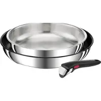 Tefal Ingenio Set 3 Pcs, Poeles 24/28 Cm, Poignée, Induction, Revetement Antiadhésif + Inox, Fabriqué En France, Preference