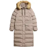 Superdry Femme Manteau Long en Fausse Fourrure Everest Beige Taille: 42