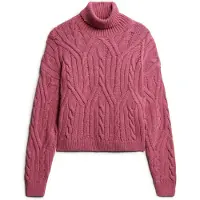 Superdry pour femme. W6110548A Pull tressé en tricot avec col polo rose (S), Casuel, Acrylique