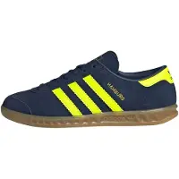 Adidas Hamburg, couleur bleu nuit avec détails jaune soleil et doré métallisé (pour femmes) - Pointure européenne 39 1/3