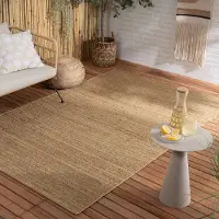 FRAAI Tapis d'extérieur en jute | Daisy Lines Multicolore | 200x290cm | Marron | Rectangulaire | Tapis d'extérieur