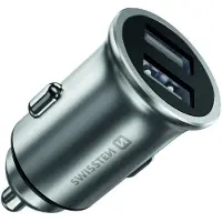 Swissten Chargeur USB pour voiture 2x USB 4,8A METAL (ECO PACK), Adaptateur pour véhicule, Argent, Gris