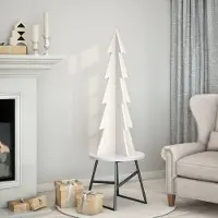 vidaXL Arbre de Noël en bois pour décoration blanc 112 cm pin massif