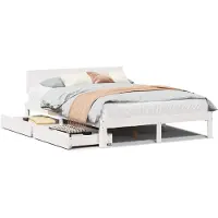 vidaXL Lit en bois massif avec tiroirs blanc 120x200 cm pin