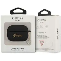 GUESS Guaplschsk Airpods Pro Cover Black/Black Silicone Charm Heart Collection