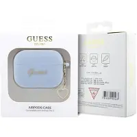GUESS Guap2Lschsb Airpods Pro 2 (2022/2023) Cover Niebieski/Blue Silicone Charm Heart Collection