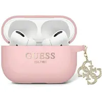 GUESS Guap2Lecg4P Airpods Pro 2 (2022/2023) Cover Różowy/Pink Liquid Silicone Glitter Triangle Charm