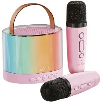 MaXlife , haut-parleur karaoké Bluetooth 5W avec 2 microphones sans fil, rose