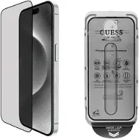 GUESS SzkÅo hartowane prywatyzujÄ ce Protecteur d'écran Privacy 2.5D Outline na iPhone 16 (1 pcs, Apple iPhone 16), Téléphone portable : film de protection, Transparent, Noir
