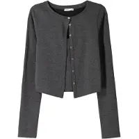 Bershka Cardigan gris foncé