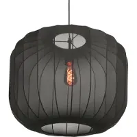 Anne Lighting - suspension - Sable - noir - lin et métal - Ø 55 cm - E27 - 4192ZW