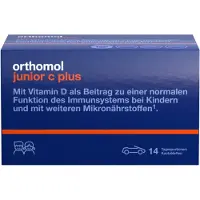 Orthomol VET junior C plus - avec de la vitamine C pour contribuer au fonctionnement normal du système immunitaire - fruits des bois et mandarine/orange, 14 portions journalières