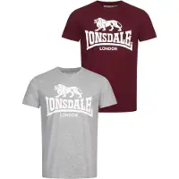 Lonsdale T-Shirt 'KELSO' gris / lie de vin / blanc