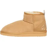 Superdry Femme Suède Logo Brodé Sherpa Mini Bottes, Marron Clair - Pointure: 3-4