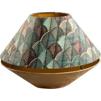 QAZQA Abat-jour double en velours avec motif feuilles, beige et intérieur doré